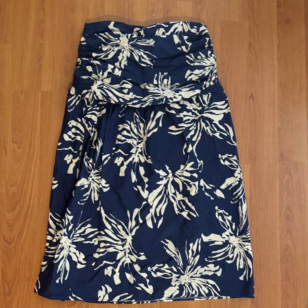 Zara Navy and Cream Floral Skirt